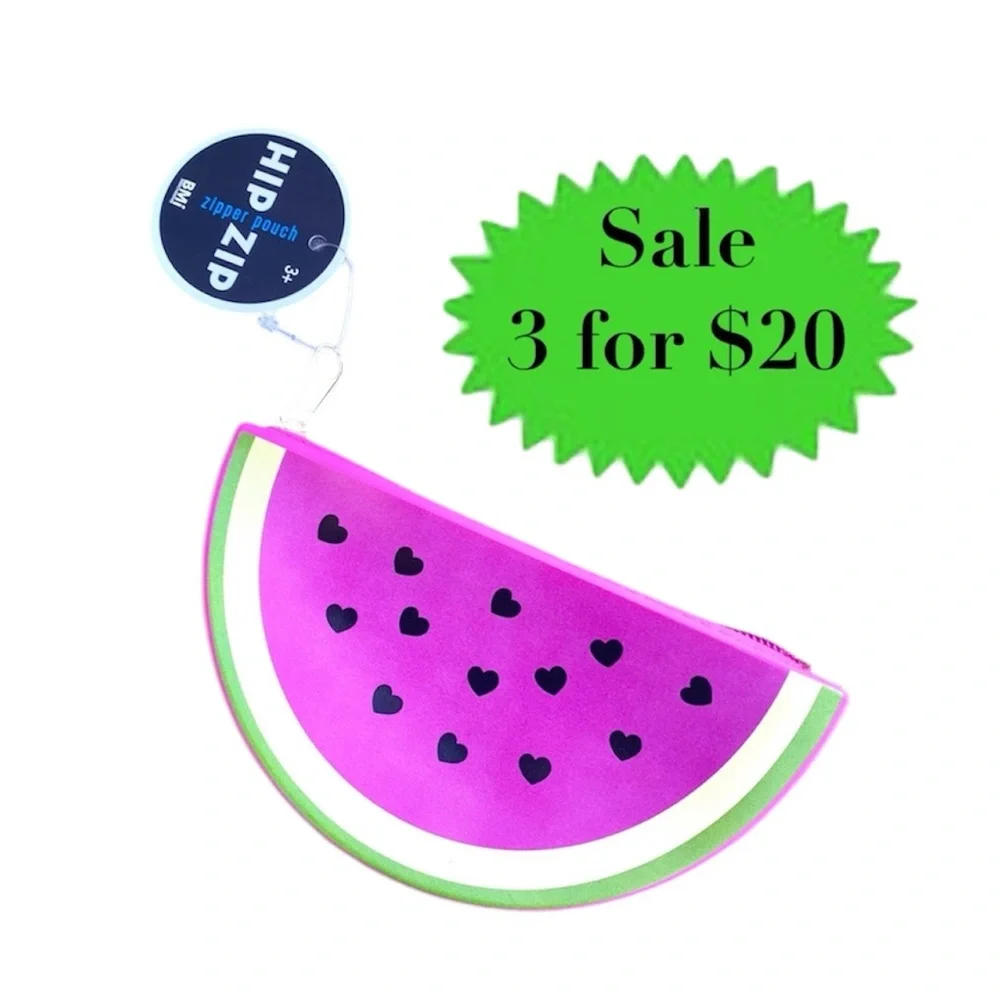 Urban outfitters watermelon print pouch coin purse rubber silicone zipper NEW